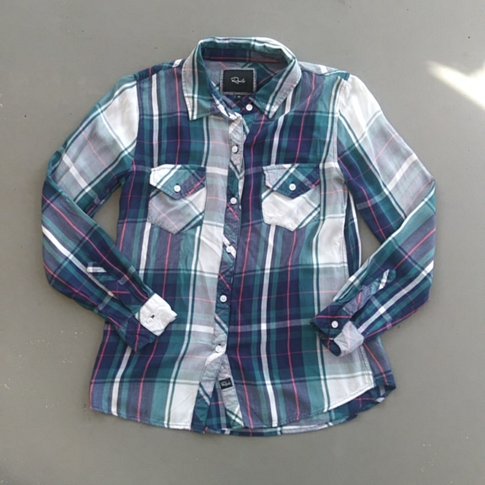 Rails Lightweight Plaid Western Button Up Top